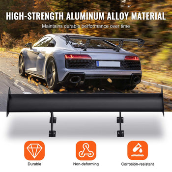 GT Wing Car Spoiler, 43.3 inch Universal Spoiler with Single Deck, Adjustable Lightweight Aluminum, Car Rear Spoiler Wing, Racing Spoiler BGW/JDM Drift Black
