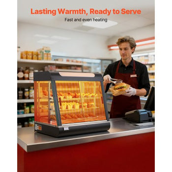 3-Tier Commercial Food Warmer Display, 1200W Food Display Warmer with LED Light, Top Storage and Adjustable Shelves, 86?~185? Steam Heating, 106Qt/100L for Hamburger, Pizza, Bread, Fried Chicken