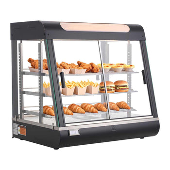 3-Tier Commercial Food Warmer Display, 1200W Food Display Warmer with LED Light, Top Storage and Adjustable Shelves, 86℉~185℉ Steam Heating, 106Qt/100L for Hamburger, Pizza, Bread, Fried Chicken