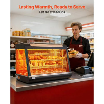 3-Tier Commercial Food Warmer Display, 1400W Food Display Warmer with LED Light, Top Storage and Adjustable Shelves, 86?~185? Steam Heating, 137Qt/130L for Hamburger, Pizza, Bread, Fried Chicken