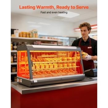 3-Tier Commercial Food Warmer Display, 1600W Food Display Warmer with LED Light, Top Storage and Adjustable Shelves, 86?~185? Steam Heating, 190Qt/180L for Hamburger, Pizza, Bread, Fried Chicken