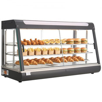 3-Tier Commercial Food Warmer Display, 1600W Food Display Warmer with LED Light, Top Storage and Adjustable Shelves, 86?~185? Steam Heating, 190Qt/180L for Hamburger, Pizza, Bread, Fried Chicken