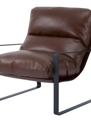 Accent Chair, Modern PU Leather Armchair, Cozy Upholstered Chair, with Soft Foam Cushioning, Sturdy Metal Frame, and Detachable Cushion, for Living Room, Bedroom, Reading Room, Office, Brown