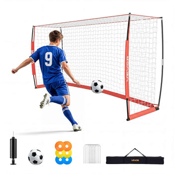 Soccer Goal 12 x 6 FT Soccer Net for Backyard Collapsible Base Red, Portable & Quick Setup Set, with Metal Base, Carry Bag, Ground Stakes, for Youth & Adults Outdoor Backyard Practice Training