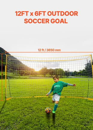 Portable Soccer Goal, 12x6 ft Adults Kids Backyard Soccer Net, Large Practice Soccer Net, Steel Fiberglass Structure Training Goal Set, All-Weather Outdoor Soccer Goals with Carry Bag, Yellow