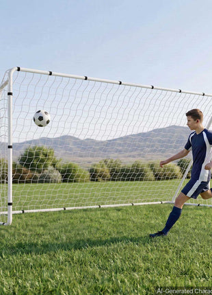 Soccer Goal 12 x 6 FT Soccer Goal for Backyard with Iron Frame PE Net, Portable & Durable Set, High-Strength Net, Ground Stakes, Straps, for Youth & Adults Outdoor Backyard Practice Training