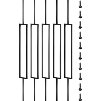 Deck Balusters, 10 Pack Metal Deck Spindles, 44\"x0.5\" Staircase Baluster with Screws, Iron Deck Railing for Wood and Composite Deck, Stylish Black Baluster for Outdoor Stair Deck Porch