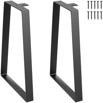 Black metal table legs with a modern geometric design, includes screws for easy installation.