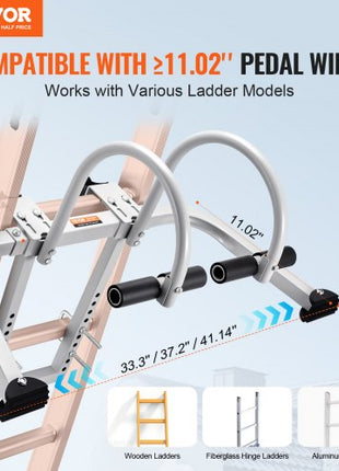 Ladder Stabilizer, 2 in 1 Extension Wall Ladder Standoff Hook, Roof Ridge Ladder Accessories Both Horizontally and Vertically, Heavy-duty Steel Rubber Grip T-Bar, Quick Access to Steep Roofs