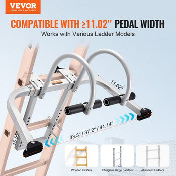 Ladder Stabilizer, 2 in 1 Extension Wall Ladder Standoff Hook, Roof Ridge Ladder Accessories Both Horizontally and Vertically, Heavy-duty Steel Rubber Grip T-Bar, Quick Access to Steep Roofs