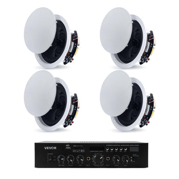 Bluetooth Ceiling Speakers, 6.5", In Ceiling & In-Wall Speaker System with Amplifier, 2-Way, for Damp and Humid Placement, Home Theater, Covered Outdoor Patio and Flush Mount Wired, 4 Speakers