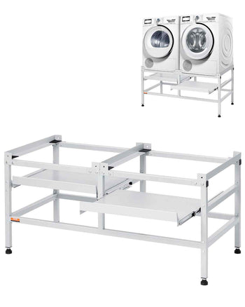 Washing Machine Stand, 48.5x25-Inch Washer Laundry Pedestal, 590LBS Load Capacity Washer And Dryer Pedestal Base with Double Trays, 4 Adjustable Feet for Lifting Washing Machines, Carbon Steel