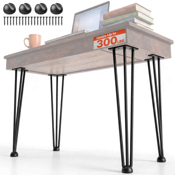 Hairpin Table Legs 20\" Black Set of 4 Desk Legs 880lbs Load Capacity (Each 220lbs) Hairpin Desk Legs 3 Rods for Bench Desk Dining End Table Chairs Carbon Steel DIY Heavy Duty Furniture Legs