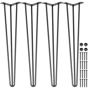 Hairpin Table Legs 30\" Black Set of 4 Desk Legs 880lbs Load Capacity (Each 220lbs) Hairpin Desk Legs 3 Rods for Bench Desk Dining End Table Chairs Carbon Steel DIY Heavy Duty Furniture Legs