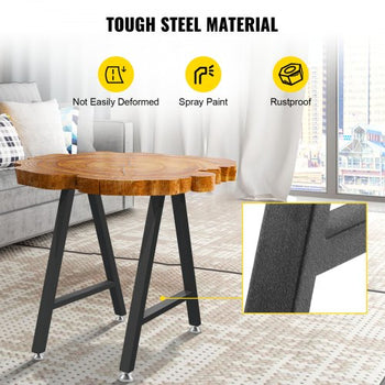 Metal Table Legs 28 x 17.7 inch A-Shaped Desk Legs Set of 2 Heavy Duty Bench Legs with Polyurethane Coating, Furniture Legs with Floor Protectors, Wrought Iron Coffee Table Legs for Home DIY Bla