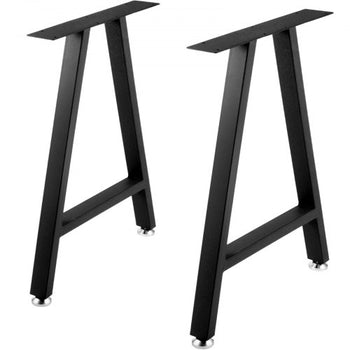 Metal Table Legs 28 x 17.7 inch A-Shaped Desk Legs Set of 2 Heavy Duty Bench Legs with Polyurethane Coating, Furniture Legs with Floor Protectors, Wrought Iron Coffee Table Legs for Home DIY Bla