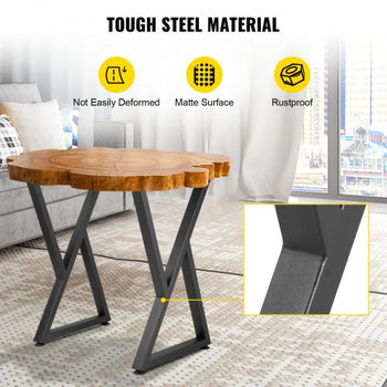 Metal Table Legs, 28x18 inch Desk Legs, Set of 2, Heavy Duty Bench Legs, Z Shape Metal Furniture Legs, Wrought Iron Coffee Table Legs, Home DIY for Dining Table with Rubber Floor Protectors, Mat