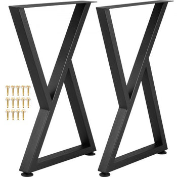 Metal Table Legs, 28x18 inch Desk Legs, Set of 2, Heavy Duty Bench Legs, Z Shape Metal Furniture Legs, Wrought Iron Coffee Table Legs, Home DIY for Dining Table with Rubber Floor Protectors, Mat