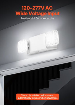 12 Pack Emergency Lights for Business, with Battery Backup, Commercial LED Emergency Exit Lighting Fixtures, AC 120/277V, with Two Square Head Adjustable, 90-Minute Backup, for Business, White