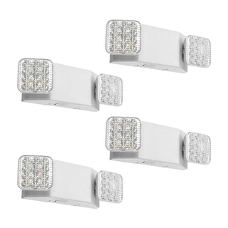 4 Pack Emergency Lights for Business, with Battery Backup, Commercial LED Emergency Exit Lighting Fixtures, AC 120/277V, with Two Square Head Adjustable, 90-Minute Backup, for Business, White