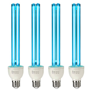 UV Light Bulb, 4 Pack, 25W Replacement Ultraviolet UVC Lamp with Ozone, 253.7 nm + 185 nm Wavelength UVO Light Bulb, E27 Universal, for 400 sqft Living Room, Classroom, Office, Restaurant