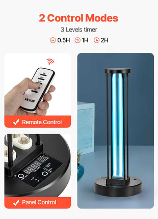 UV Light, 36W Ultraviolet Lamp with Ozone Purifier, UVC Lamp with 30/60/120 Minutes 3-Gear Timer and Remote Control, for Room up to 400 sqft, UVO Lights for Living Room, Bedroom, Hotel, School