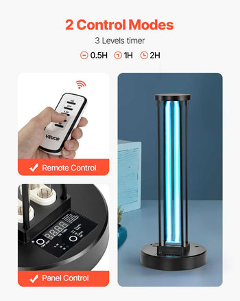 UV Light, 36W Ultraviolet Lamp with Ozone Purifier, UVC Lamp with 30/60/120 Minutes 3-Gear Timer and Remote Control, for Room up to 400 sqft, UVO Lights for Living Room, Bedroom, Hotel, School