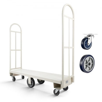 U-Boat Platform Truck Dolly, 2000 lbs Load Capacity, Heavy Duty Steel Utility Cart, Industrial Hand Push Truck with Six Wheels and Dual Detachable Handles, for Warehouse, 60 x 16.1 x 59.5 in