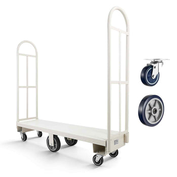 U-Boat Platform Truck Dolly, 2000 lbs Load Capacity, Heavy Duty Steel Utility Cart, Industrial Hand Push Truck with Six Wheels and Dual Detachable Handles, for Warehouse, 60 x 16.1 x 59.5 in