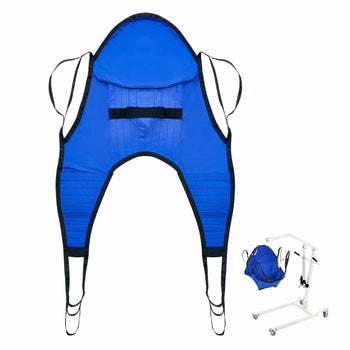Patient Lift U-Sling with Head Support- Medium Size, Divided Leg Transfer Sling for Bathing, Patient Lift Medical Sling for Elderly, Disabled, Bedridden, 600LBS
