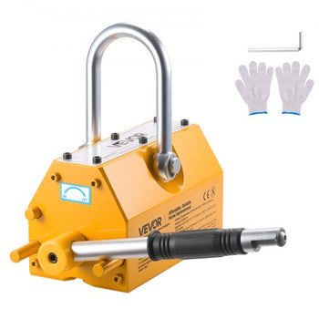Permanent Magnetic Lifter, 2200 lbs Pulling Capacity, Heavy Duty N42 Neodymium Lifting Magnet with Release Handle and Steel Hook, Used in Shop Crane and Hoist, for Lifting Plate Steel, Board