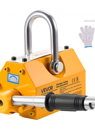 Permanent Magnetic Lifter, 880 lbs Pulling Capacity, Heavy Duty N42 Neodymium Lifting Magnet with Release Handle and Steel Hook, Used in Shop Crane and Hoist, for Lifting Plate Steel, Board