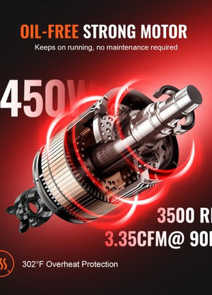 6.3 Gallon Air Compressor, 2 HP 3.35 CFM@90PSI Air Compressors with Max. 116PSI Pressure, Oil Free Compressor Tank for Auto Repair, Tire Inflation, Spray Painting, Woodwork Nailing