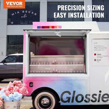 Concession Window for Food Truck, 36"x36" Aluminum Alloy Food Truck Service Window, Up to 85 Degrees Stand Serving Window with Awning Door & Drag Hook,  for Food Trucks Concession Trailers