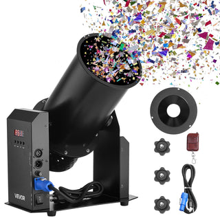 Electric Confetti Machine, 1500W Powerful Output Confetti Cannon Launcher, DMX512, Manual & Remote Control, Portable Confe-tti Shooter for Wedding Christmas Party Event Show Stage Nightclub