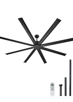 84 In Ceiling Fan without Light, 6-Speed Remote Control, Aluminum 8-Blade, Reversible DC Motor, Modern Low Profile Flush Mount Exterior Fan for Bedroom, Living Room, Patio, Indoor/Outdoor, Black