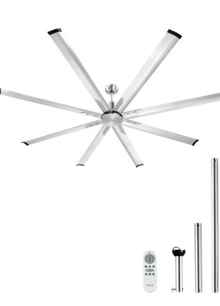 84 In Ceiling Fan without Light, 6-Speed Remote Control, Aluminum 8-Blade, Reversible DC Motor, Modern Low Profile Flush Mount Fan for Bedroom, Living Room, Patio, Indoor/Outdoor, Brushed Nickel