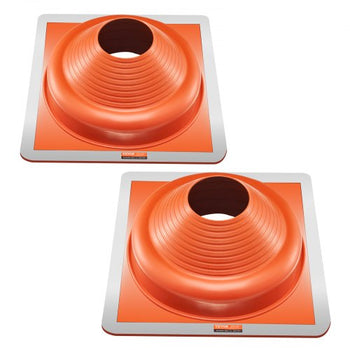 2Pcs Roof Pipe Flashing Boots, Fit Pipe OD 6-3/4" to 14", Flexible Silicone Roofing Jack Pipe Flashing, High Temp -101? to 437?, Square Metal Base, for Chimney, Wood Stove & Outdoor Vent Pipes
