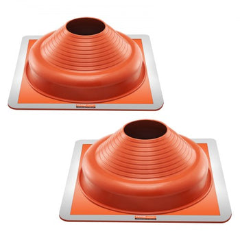 2 PCs Roof Pipe Flashing Boots, Fit Pipe OD 6-1/4" - 11-3/4", Flexible Silicone Roofing Jack Pipe Flashing, High Temp -101? - 437?, Square Metal Base, for Chimney, Wood Stove & Outdoor Vent Pipe