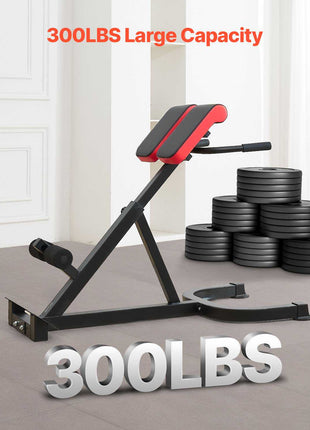 Roman Chair Hyperextension Bench, 300 lbs Adjustable Extension Machine, Multi-Function Exercise Equipment for Glute, Hamstring, Lower Back, and Ab Workout, Fitness Weight Bench for Home Gym