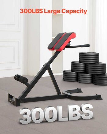Roman Chair Hyperextension Bench, 300 lbs Adjustable Extension Machine, Multi-Function Exercise Equipment for Glute, Hamstring, Lower Back, and Ab Workout, Fitness Weight Bench for Home Gym