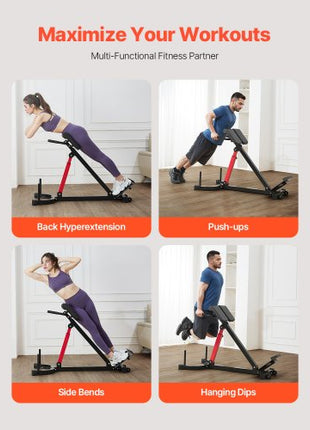Roman Chair Hyperextension Bench, 350 lbs Adjustable Extension Machine, Multi-Function Exercise Equipment for Glute, Hamstring, Lower Back, and Ab Workout, Fitness Weight Bench for Home Gym