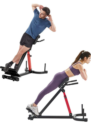 Roman Chair Hyperextension Bench, 350 lbs Adjustable Extension Machine, Multi-Function Exercise Equipment for Glute, Hamstring, Lower Back, and Ab Workout, Fitness Weight Bench for Home Gym