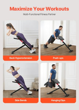 Roman Chair Hyperextension Bench, 250 lbs Adjustable & Foldable Extension Machine, Multi-Function Exercise Equipment for Glute, Hamstring, Back, and Ab Workout, Fitness Weight Bench for Home Gym