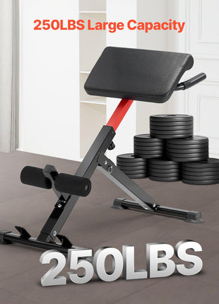 Roman Chair Hyperextension Bench, 250 lbs Adjustable & Foldable Extension Machine, Multi-Function Exercise Equipment for Glute, Hamstring, Back, and Ab Workout, Fitness Weight Bench for Home Gym