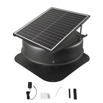 Solar Attic Fan, 42 W, 2800 CFM Large Air Flow Solar Roof Vent Fan, Low Noise and Weatherproof with 110V Smart Adapter, Ideal for Home, Greenhouse, Garage, Shop, RV, FCC Listed