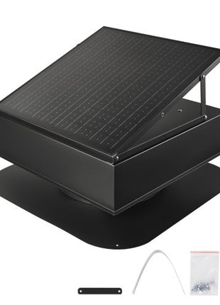 Roof Attic Exhaust Fan, 35W Smart Solar Roof Ventilation Fan Auto Temperature Control, 2400 CFM Airflow Built-in Brushless DC Motor for Cooling and Dehumidification, No Remote