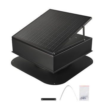 Roof Attic Exhaust Fan, 35W Smart Solar Roof Ventilation Fan Auto Temperature Control, 2400 CFM Airflow Built-in Brushless DC Motor for Cooling and Dehumidification, No Remote