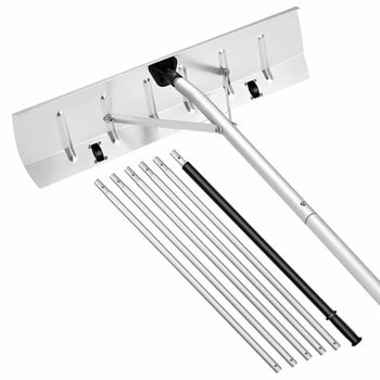 Snow Roof Rake, 26 in Aluminum Blade, 7.5-20 ft Adjustable Roof Snow Scraper with Wheels, Anti-Slip Handle Snows Removal Tool, Lightweight House Rooftop Rake for Leaves Debris Removal
