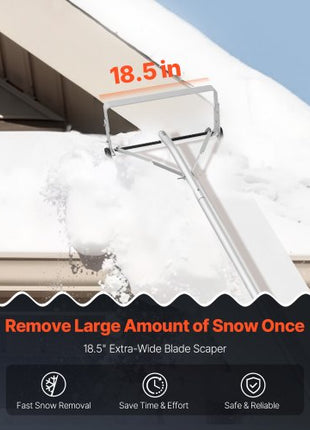 Snow Roof Rake, 18.5 in Aluminum Blade, 5.2-30 ft Adjustable Roof Snow Scraper with Wheels & Slide, , Lightweight Snows Removal Tool for House Rooftop Leaves Debris Clearing